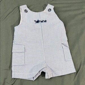 Starting Out Navy and White Striped Kids Overalls